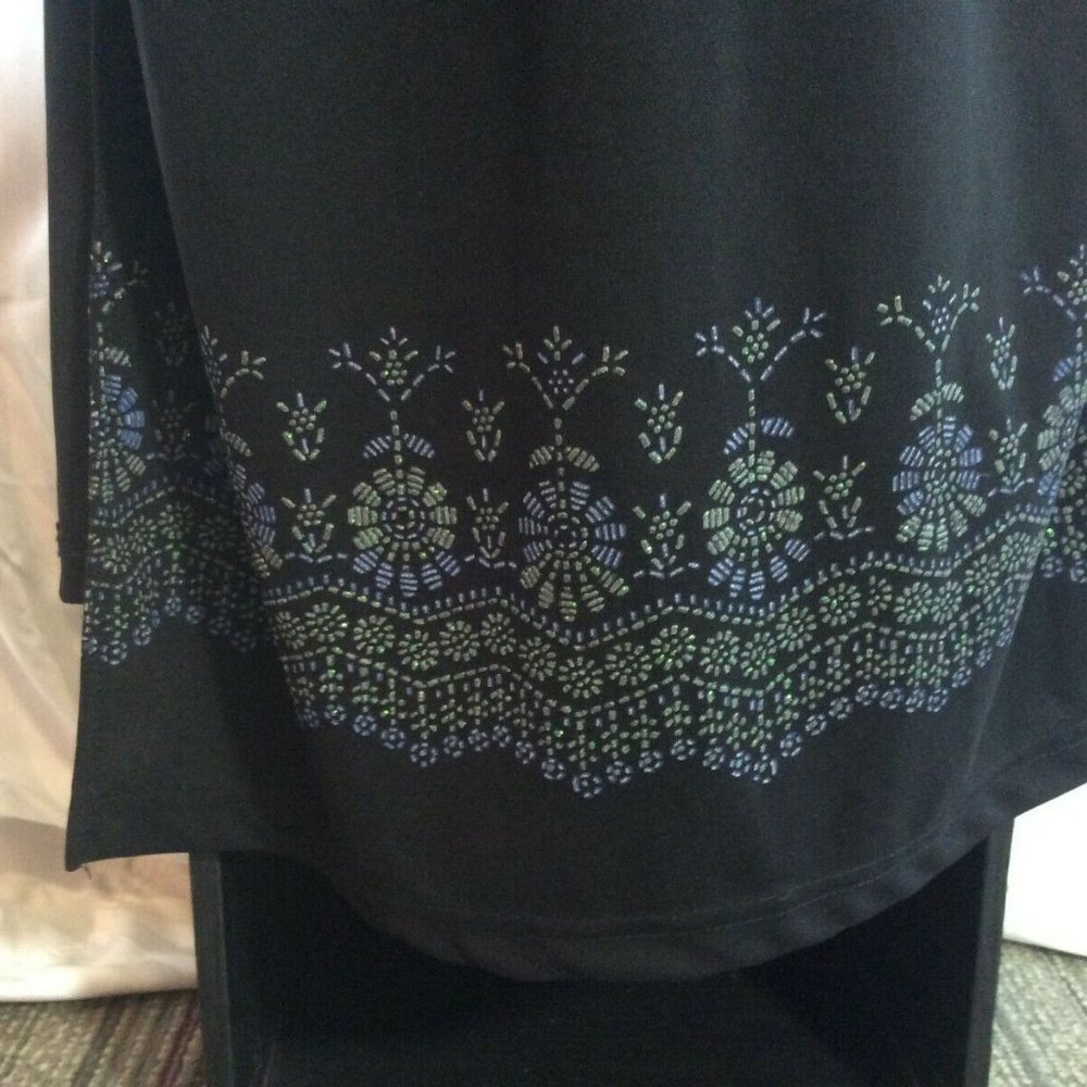 Gloria Vanderbilt Woman's Size Small Black Long Tunic Sheath Polyester Dress